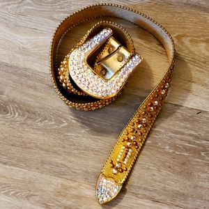 Bb Simon Gold Swarovski Iridescent Crystal Belt, Large